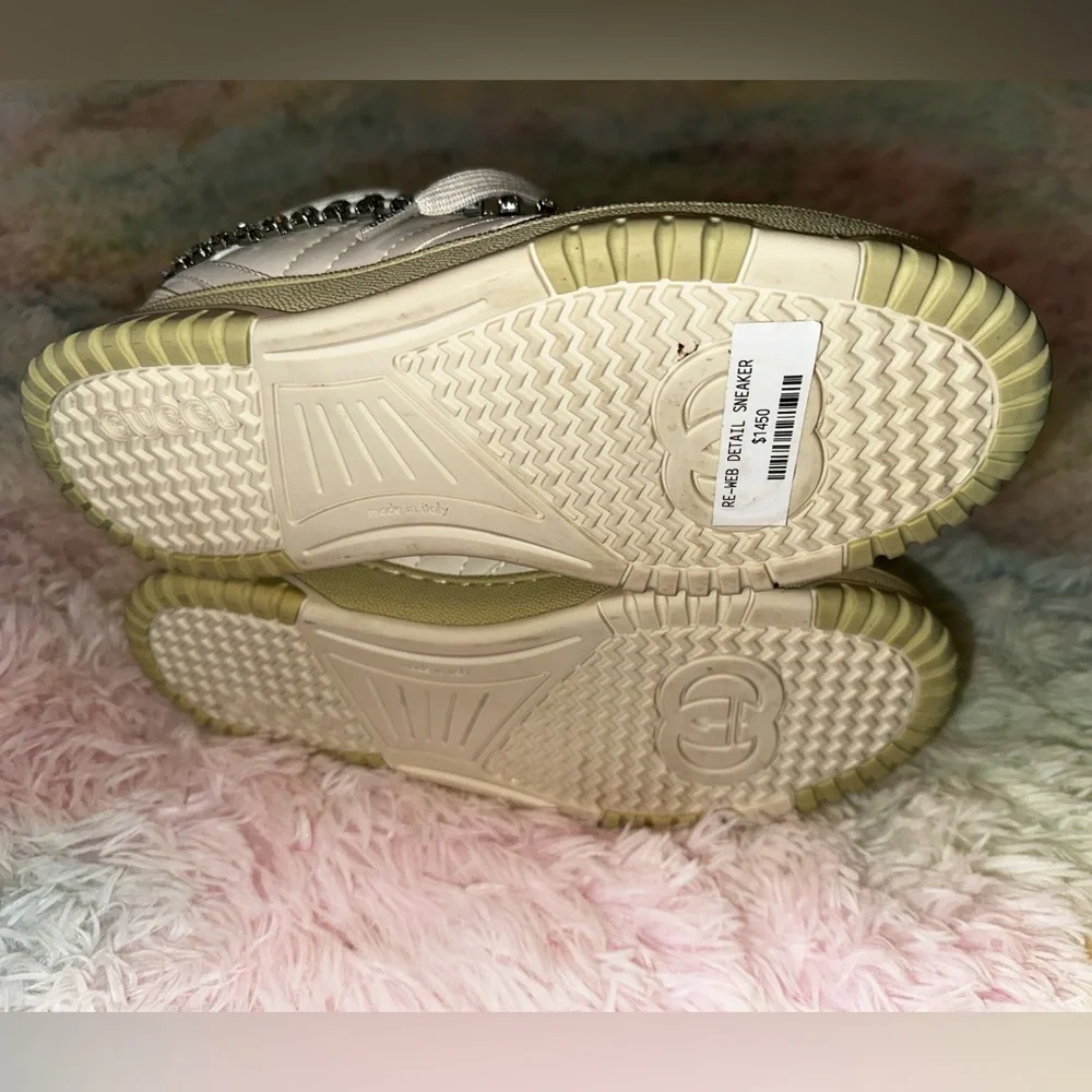 New Gucci Re-Web Crystal Chain Sneakers Size 38 - Picture 14 of 14